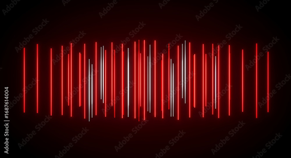 Aufkleber dynamic audio spectrum analyzer with glowing red bars on a black backdrop for technology concepts