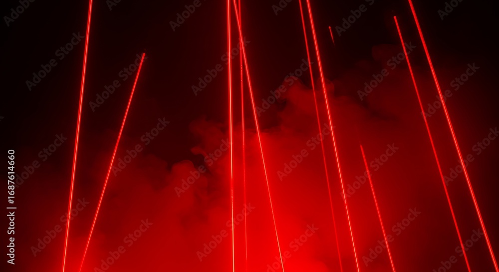 Fototapete intense red light trails cutting through hazy mist, creating a dramatic and captivating abstract dis