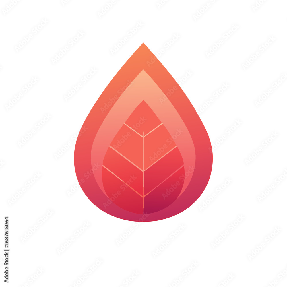 Poster abstract gradient leaf shape with layers and veins