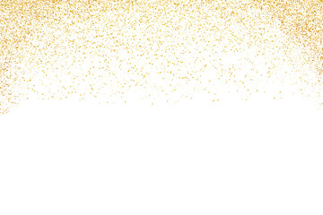 Golden glitter confetti frame for invitation and celebration with luxury sparkling sparse gold confetti on transparent background
