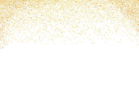 Golden glitter confetti frame for invitation and celebration with luxury sparkling sparse gold confetti on transparent background

