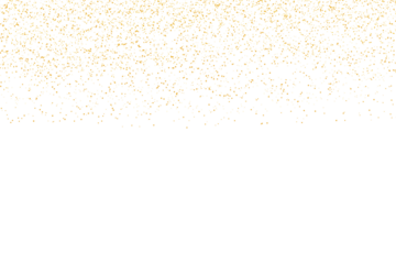 Gold glitter sparkle confetti with falling shining dust and glittering golden particles isolated on transparent background for celebration and festive decoration
