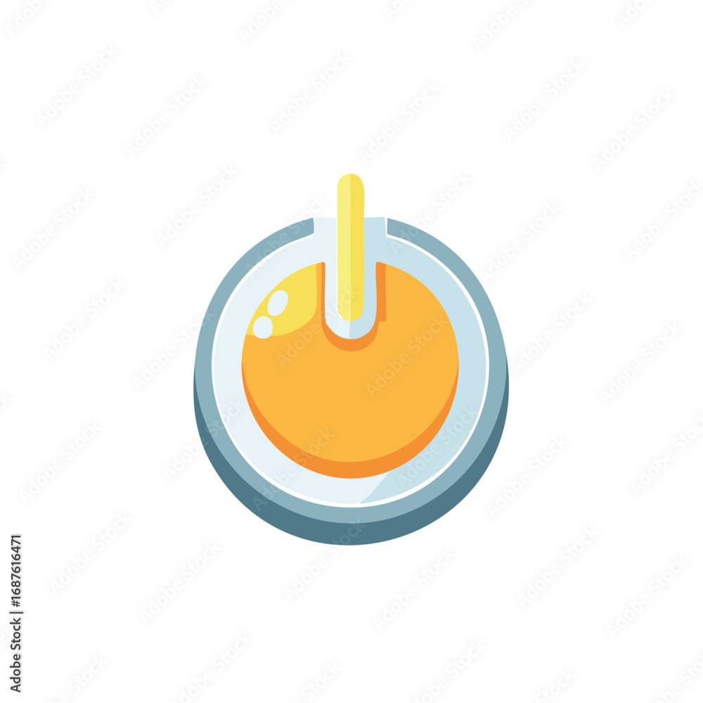Poster stylized power symbol with a circular frame and yellow button graphic design