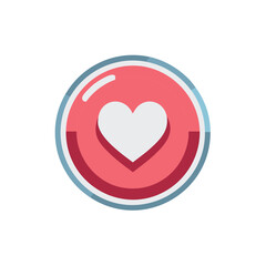 Heart icon in circle design, social media love button, vector illustration