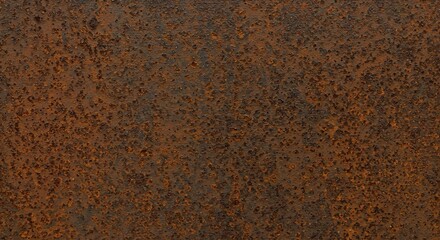 A close-up, textured view of weathered, rusty metal with a mottled brown and orange surface.