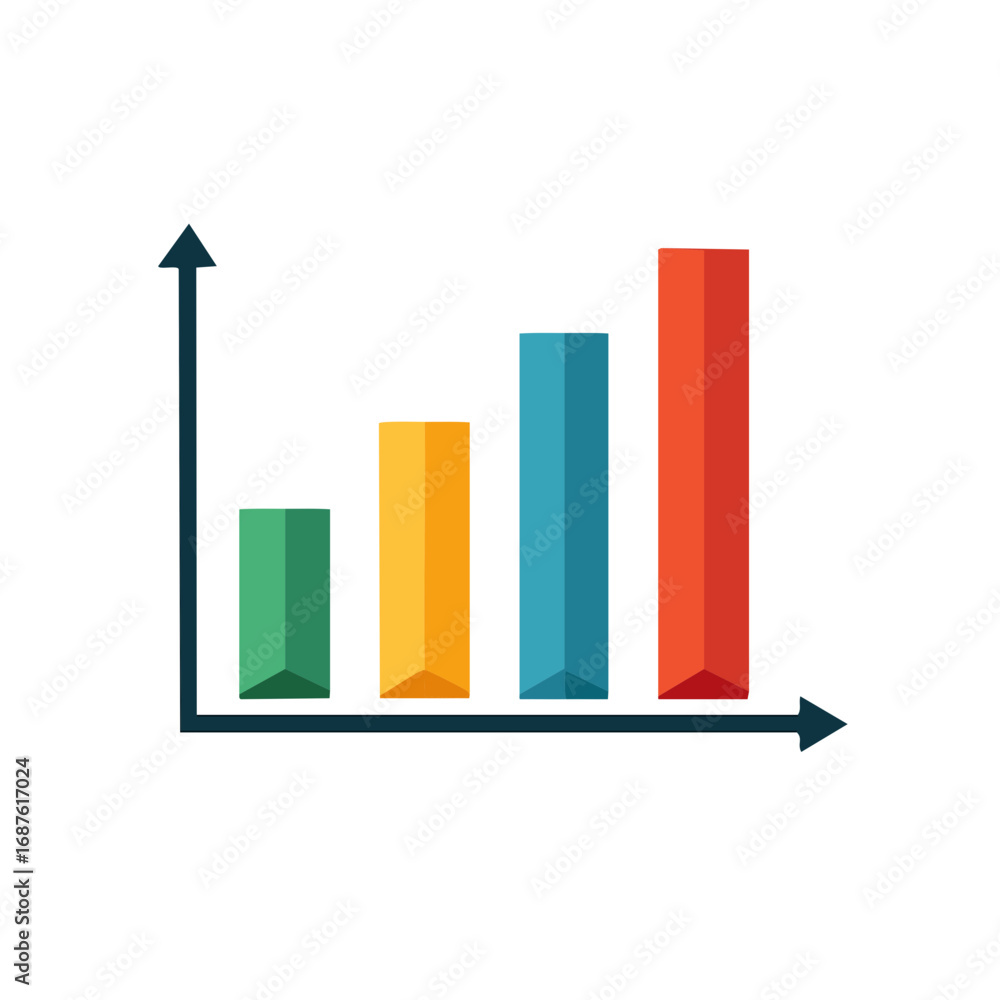 Poster bar chart illustration displaying growth and statistical data over time