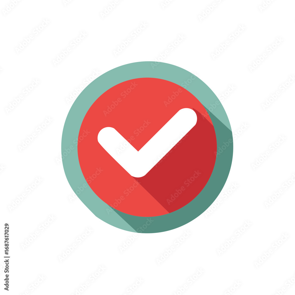 Poster verification checkmark icon within a circle - symbol of approval, validation, and confirmation in de