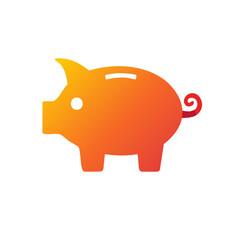 Obraz premium Orange Piggy Bank Icon With Gradient Colors And Swirl Tail