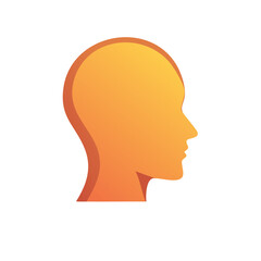 Orange Head Silhouette Profile View Simple Graphic Symbol of Thought Mind and Ideas