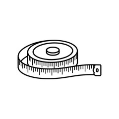 Measuring tape icon illustration in black on a transparent background - concept