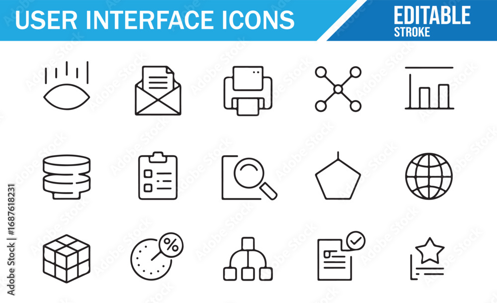 Poster creative and editable ui icons for professional web design projects