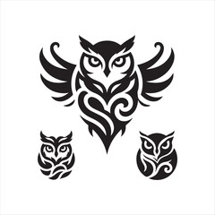 Fototapeta premium halloween owls vector silhouette sketch art logo illustration