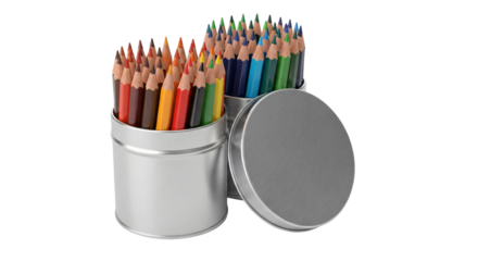 Colorful Colored Pencils in Metal Tin Case.