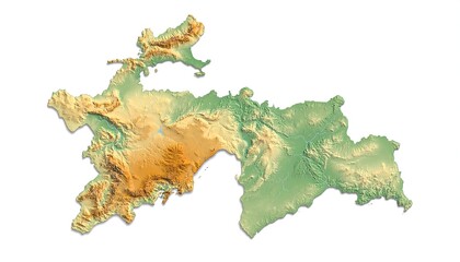 Topographic map of a landmass