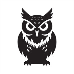 halloween owls vector silhouette sketch art logo illustration