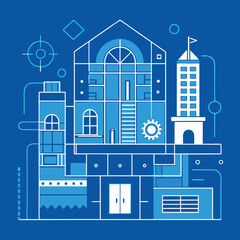 Fototapeta premium flat vector architectural blueprint (1).eps