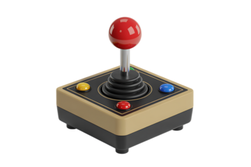 Retro arcade joystick with colorful buttons for classic gaming nostalgia and digital entertainment