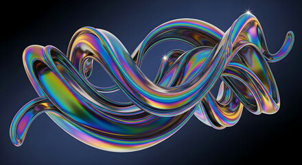 Vibrant Iridescent Holographic Metallic Abstract Swirl Background