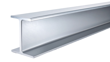 Steel i-beam on transparent background for construction projects