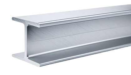 Shiny steel i-beam on transparent background