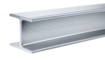 Shiny steel i-beam on transparent background