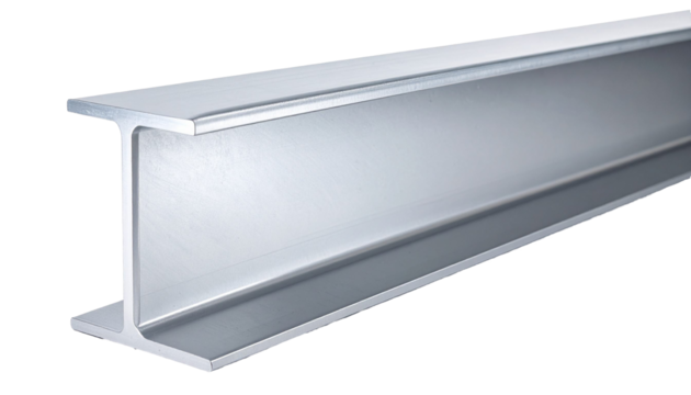 Steel i-beam on transparent background for construction projects