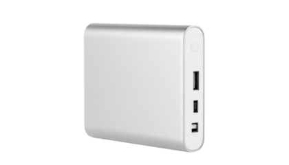 Modern power bank with multiple usb ports on transparent background