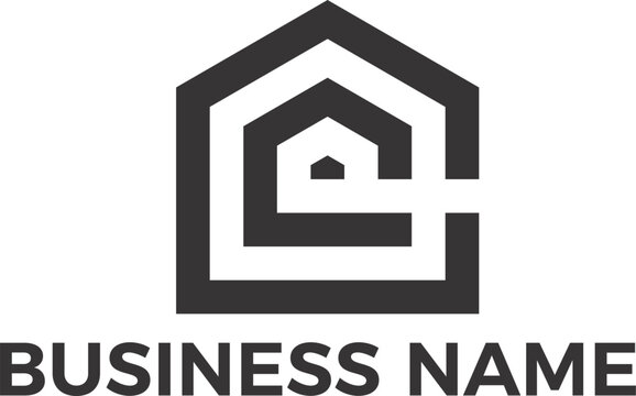 Real Estate property house interior design minimalist logo design in editable vector file and PNG Transparent file 