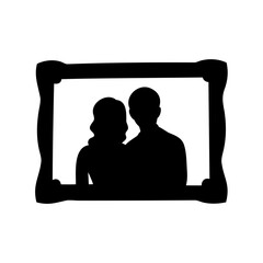 Silhouette of couple in an ornate picture frame, a classic vintage display