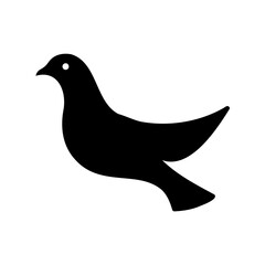Stylized black silhouette of a bird, symbolic representation against a white background