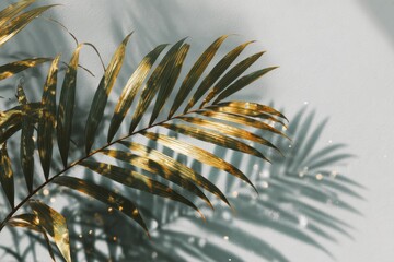 shadow overlay effects of realistic palm branch leaf shadow with light blur on transparent background, summer sunlight and shadow overlay effect, natural shadow of tropical plants