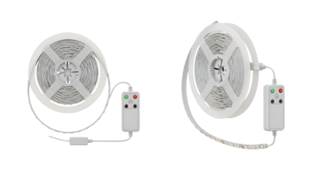 Two Rolls of White LED Strip Lights with Remote Controls.