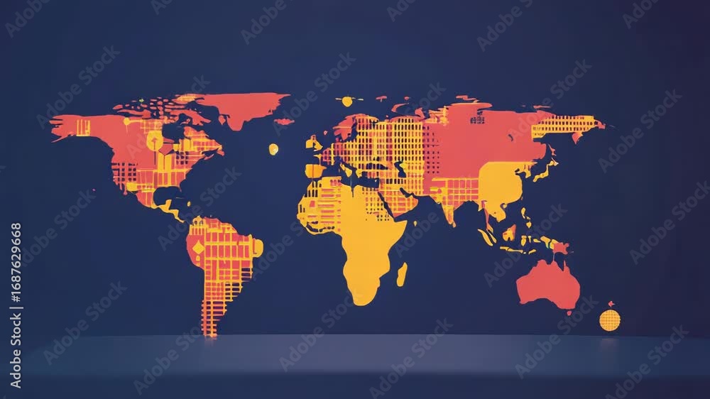 Aufkleber global network connecting world with digital lines and colorful icons