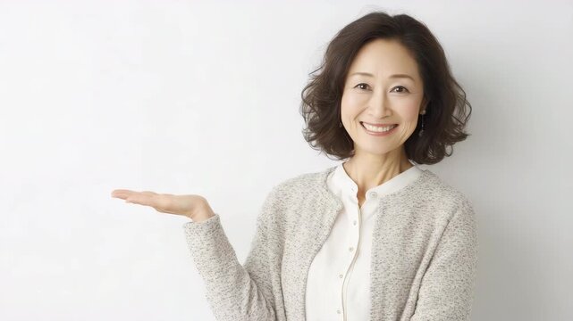 女性が穏やかに手を差し出す笑顔