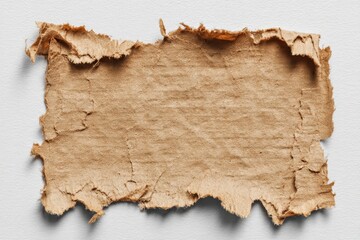 torn or ripped brown cardboard paper isolated on transparent background, realistic piece of torn cardboard paper edges, scrap with torn edges, ripped cardboard paper collage element effect mockup