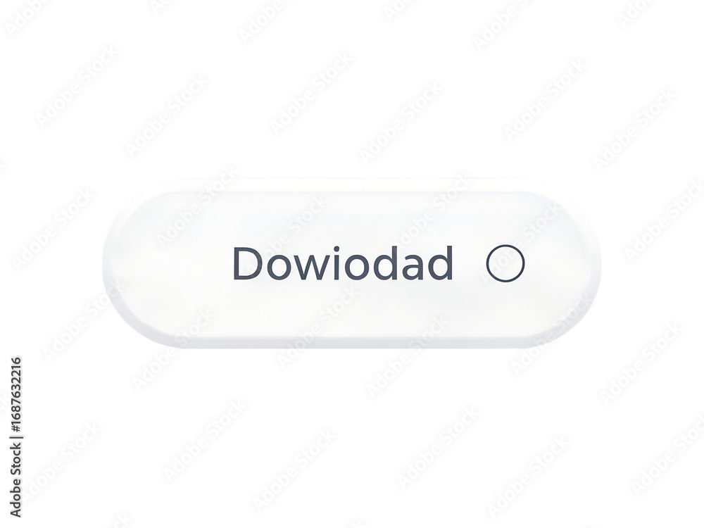 Fototapete white button with the word dowiodad isolated on transparent background, a simple and clean interface