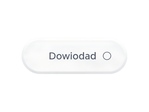 White button with the word dowiodad isolated on transparent background, a simple and clean interface element