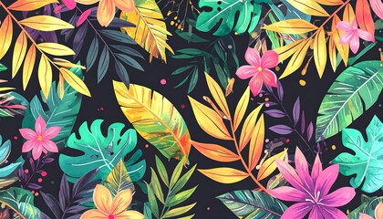 Vibrant tropical floral pattern