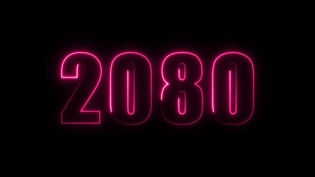 Futuristic Cinematic Animated Text 2080 &ndash; Glowing Neon Line Effect, 4k video