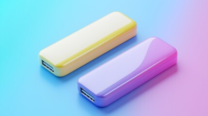 Two colorful portable chargers