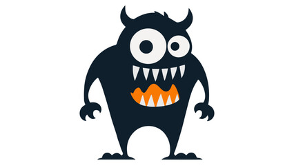 scary dark blue monster with a smile on its face vector illustration