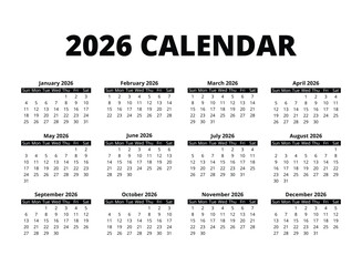 2026 calendar yearly planner printable template for business and personal use