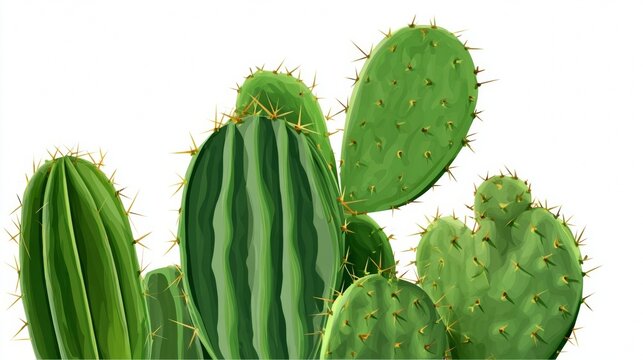Collection of various cactus plants with spines.