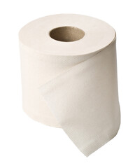 White toilet paper roll on transparent background