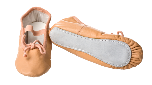 Leather ballet shoes isolated on transparent background