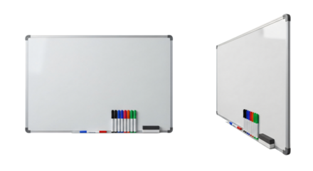 White Dry Erase Board with Markers and Eraser.
