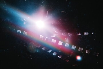 retro film light leak overlay effect with scratch dust and light leaks, retro grain noisy film distressed texture light leak flare on black background