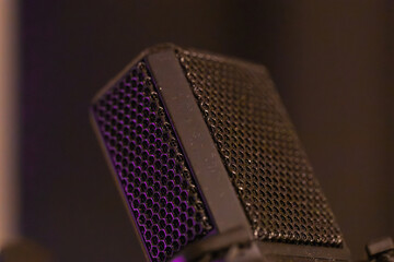 Studio microphone with pop filter macro close-up macro