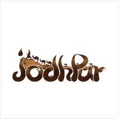 Jodhpur Rajasthan traditional desert with camels  typography vector images . Rajasthan Jodhpur text PNG images