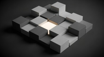 Illuminated Cube Arrangement With Varying Heights